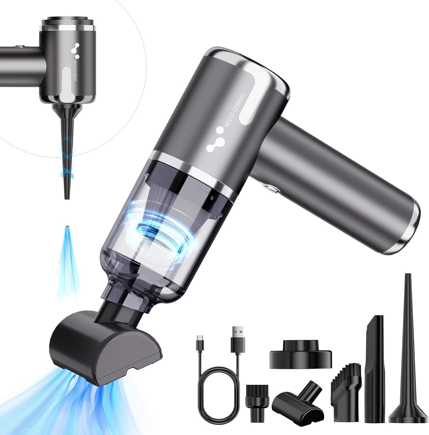 8000PA Cordless Mini Vacuum - 3-in-1 Portable Cleaner