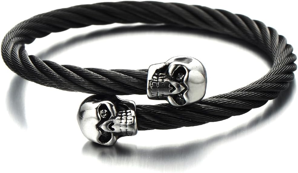 Stylish Steel Skull Bracelet | Adjustable & Elastic