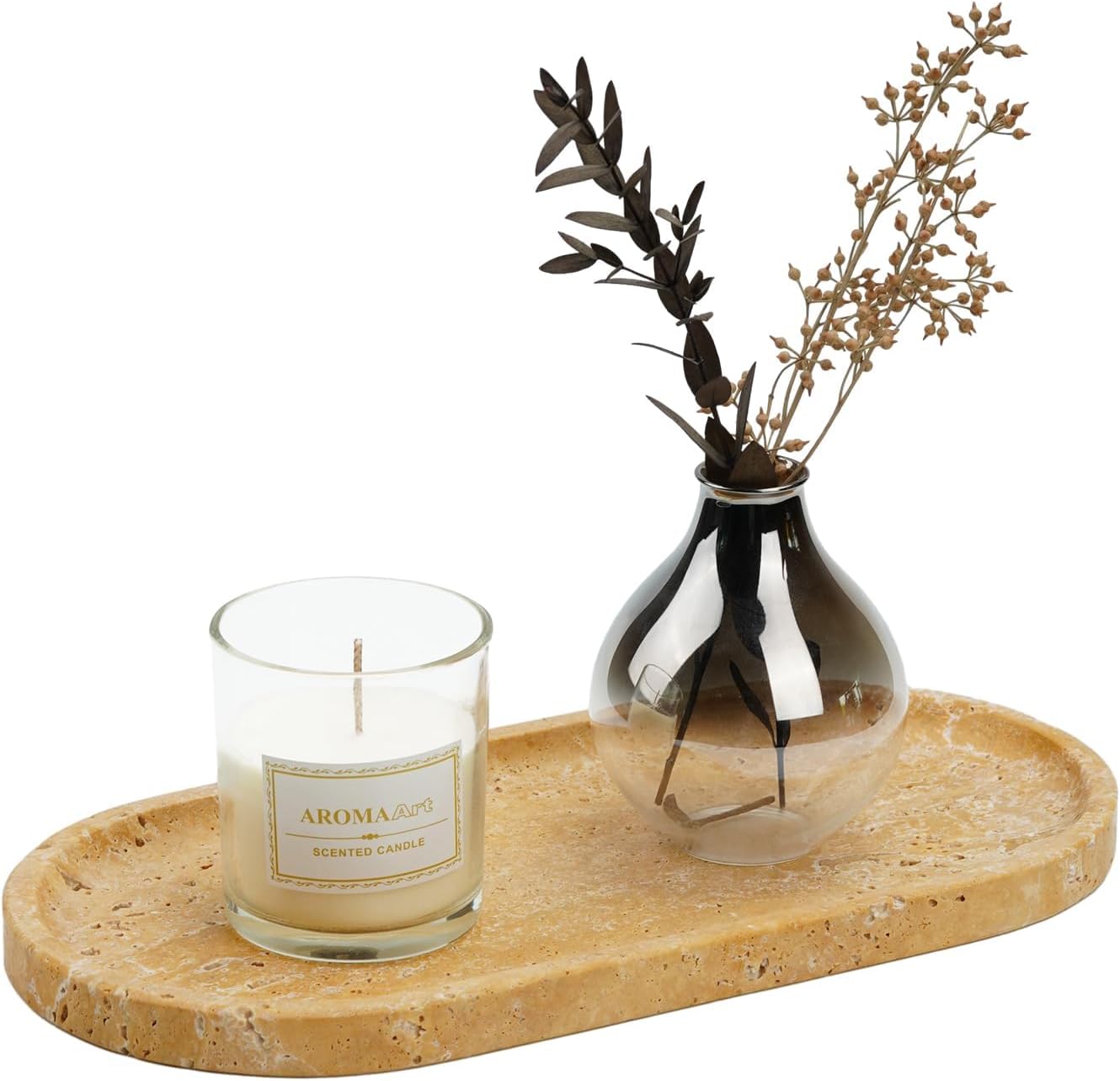 Koville Turkish Natural Travertine Decorative Marble Tray