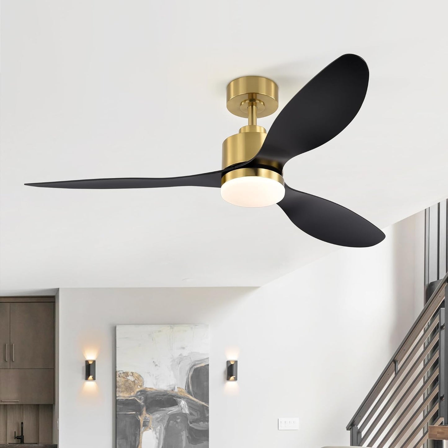 Breezary 52 Inch Ceiling Fan with LED Light Remote Control