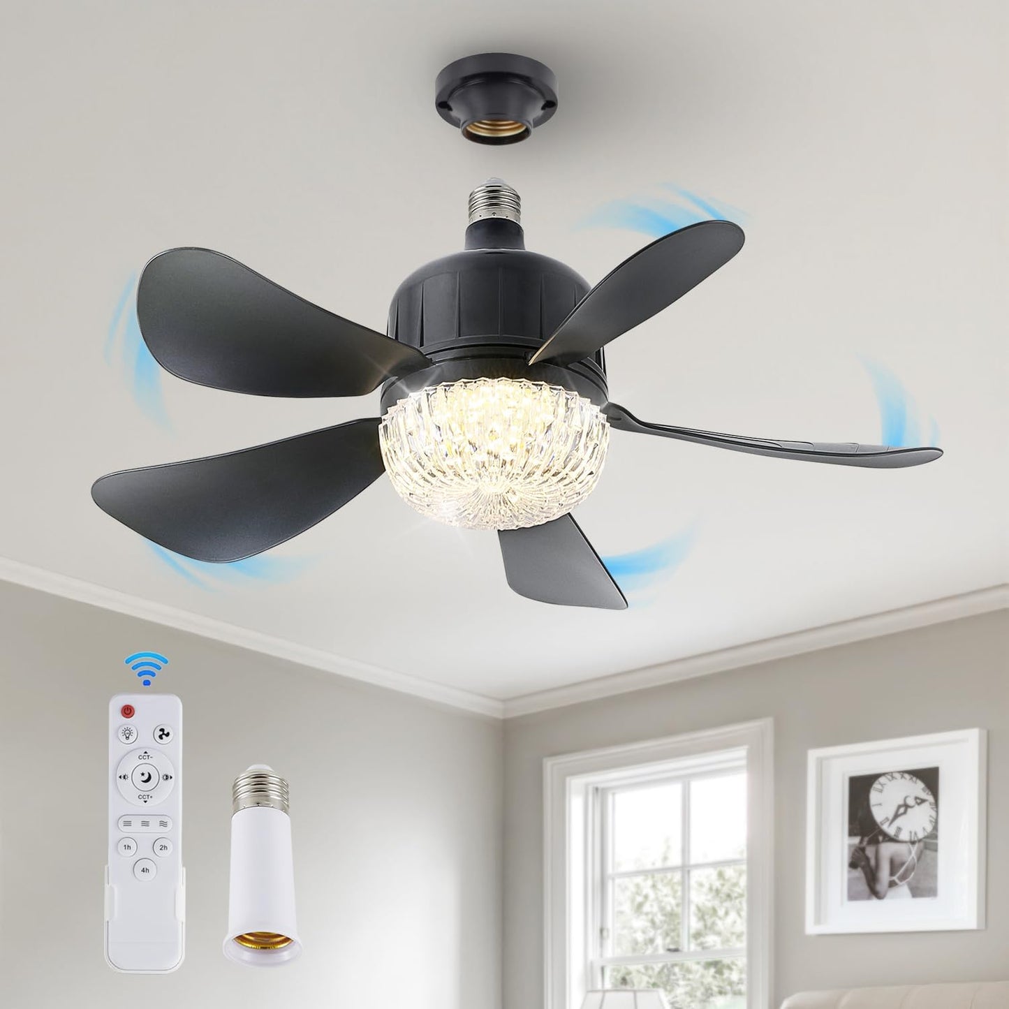18in Socket Fan Light with Remote Control for Home Comfort