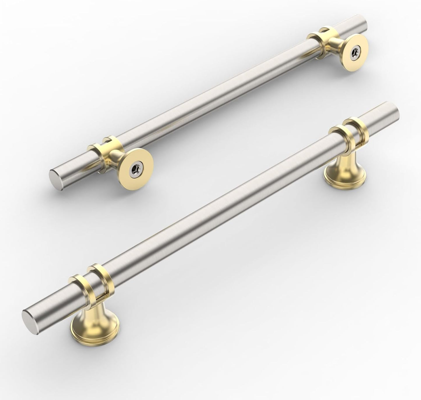 Amerdeco 10 Pack Brushed Satin Nickel and Gold Cabinet Pulls