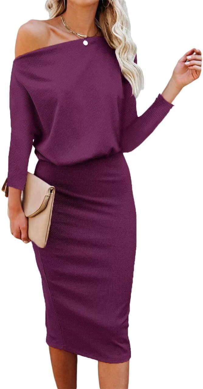 Ezbelle Women's Off The Shoulder Bodycon Midi Dress for Parties