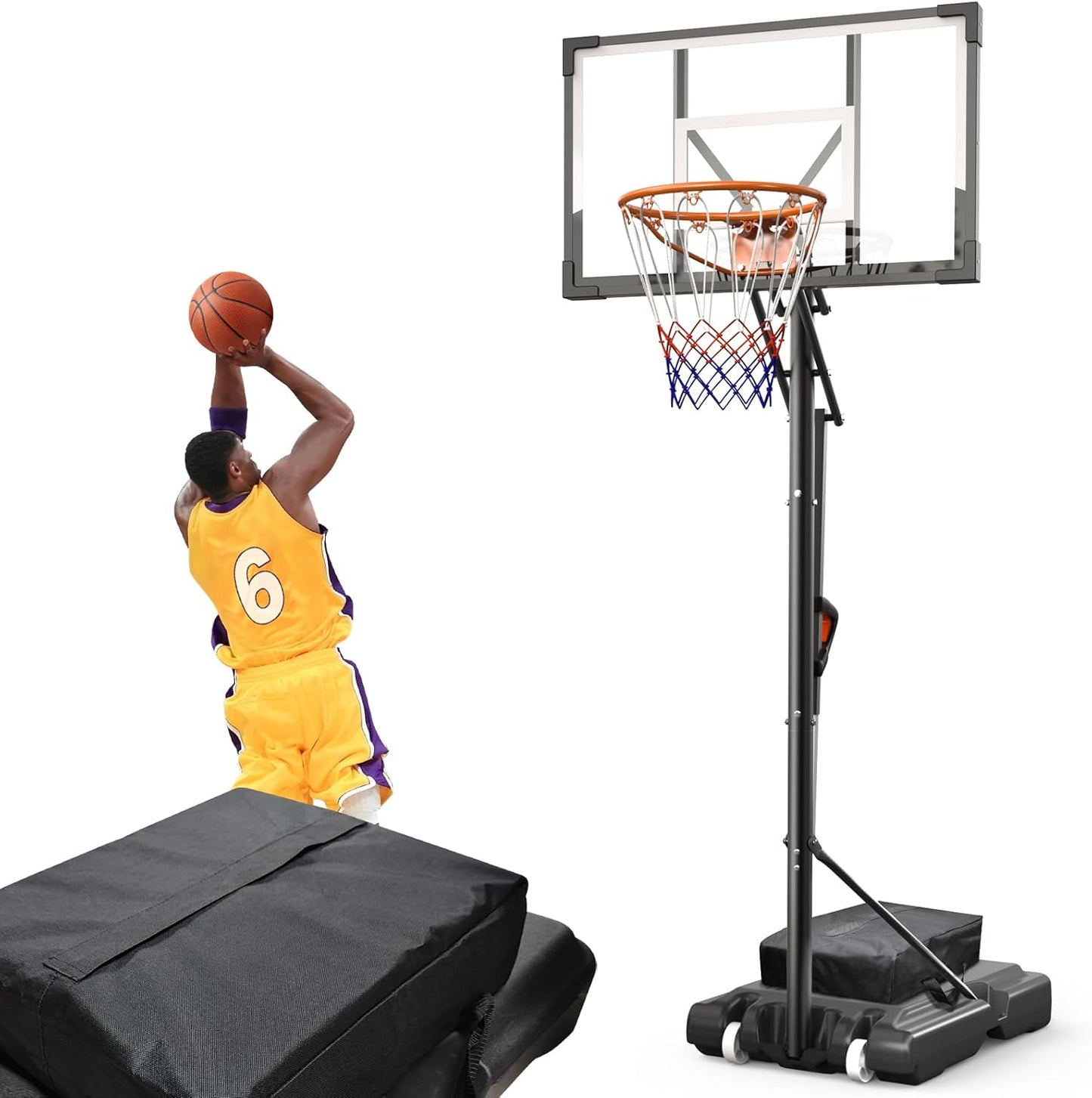Adjustable 10 FT Basketball Hoop with 44 Inch Backboard for Fun