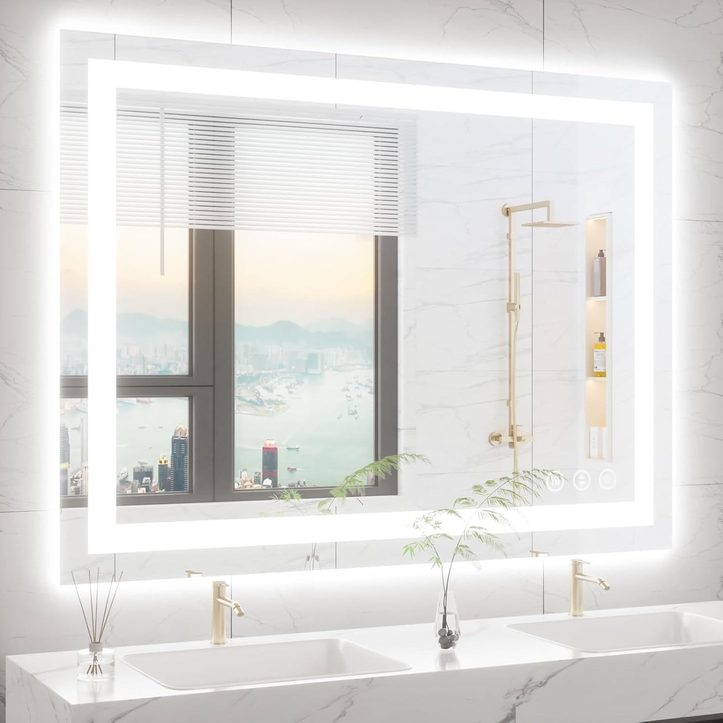 48X36 LED Bathroom Mirror with Lights, Anti-Fog, Dimmable