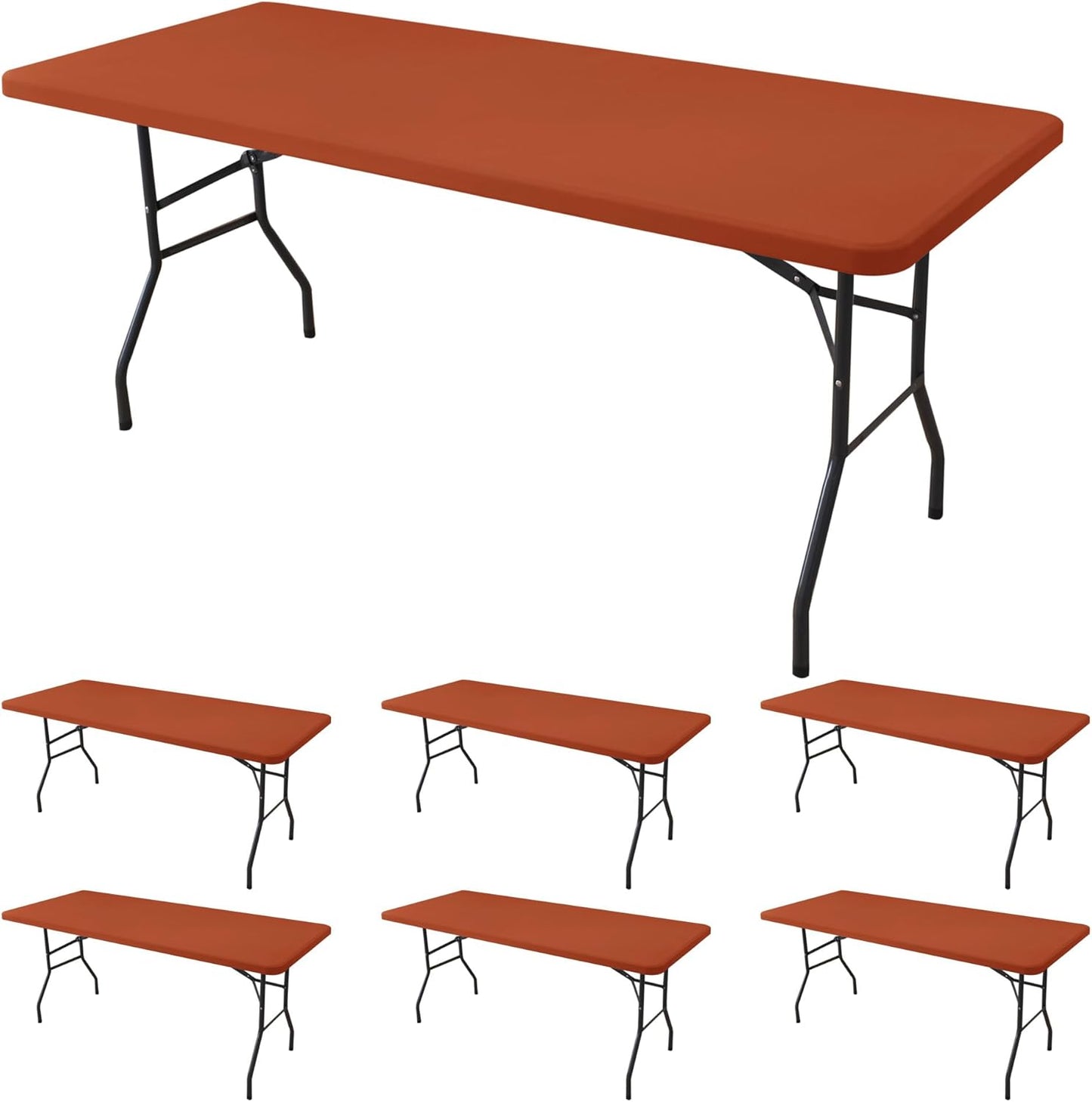 Fitted Tablecloth for 8 Foot Rectangle Tables - 6 Pack Rust