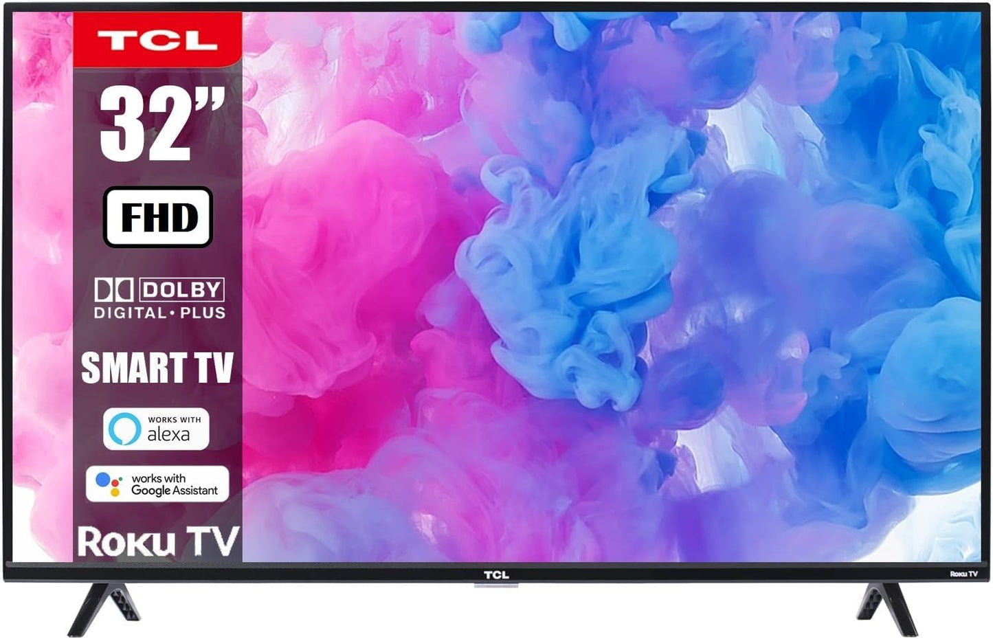 TCL 32-Inch FHD LED Smart Roku TV with Wall Mount and Voice Control