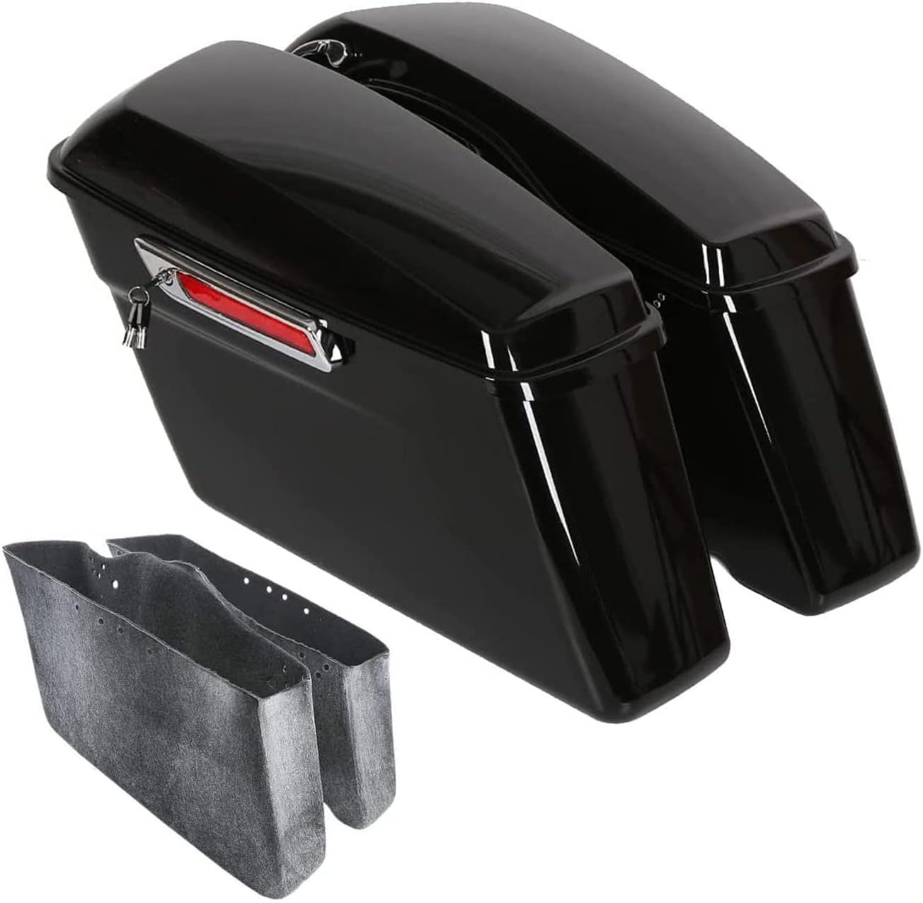 TCT-MOTORPARTS Hard Saddlebags with Chrome Latches for Harley