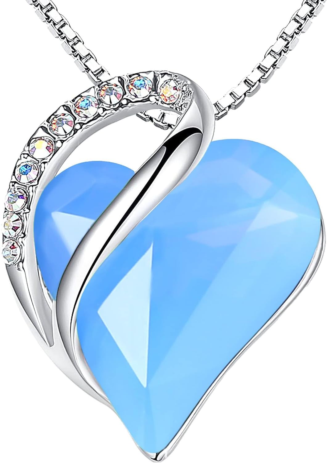 Leafael Infinity Love Birthstone Heart Crystal Pendant Necklace