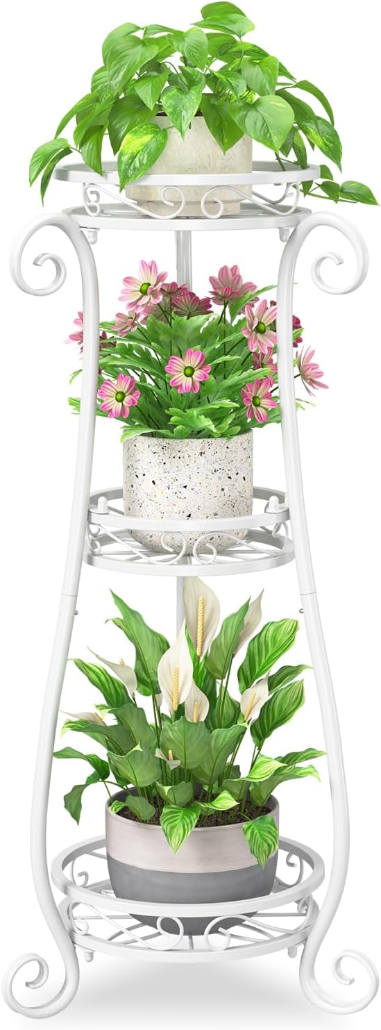 3 Tier Metal Plant Stand for Indoor Outdoor Use, 34 Inch Tall
