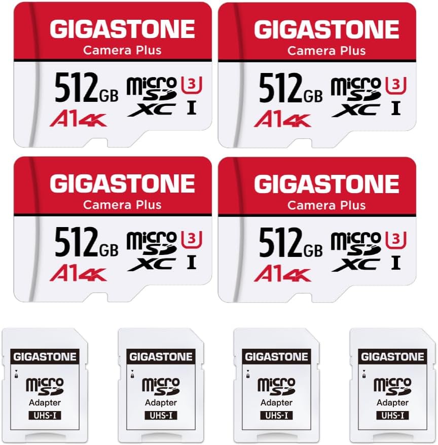 GIGASTONE 512GB Micro SD Card 4-Pack: Ultimate Performance!