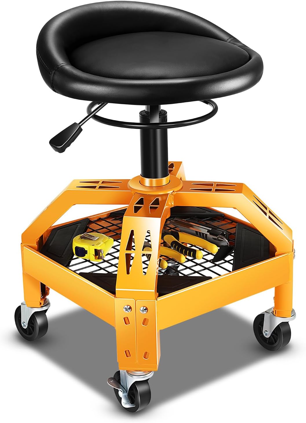 DNA MOTORING Rolling Padded Seat Adjustable Height Stool