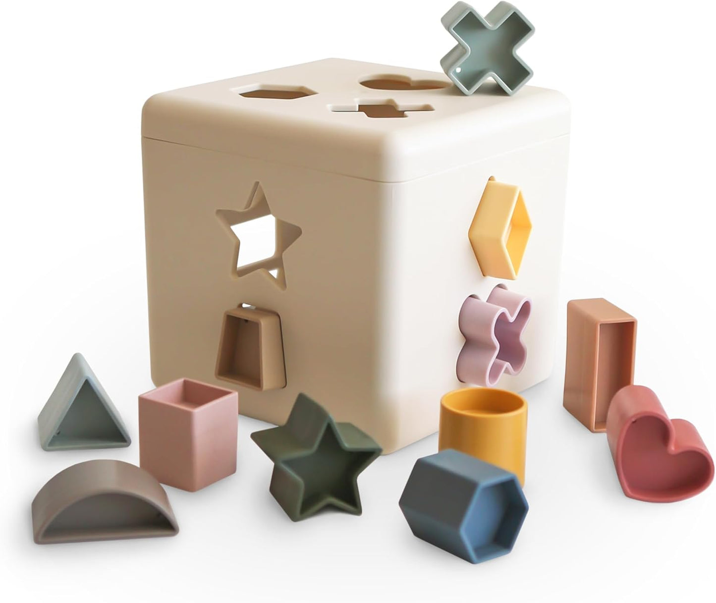 mushie Shape Sorting Box for Toddlers - Educational Toy for Learning