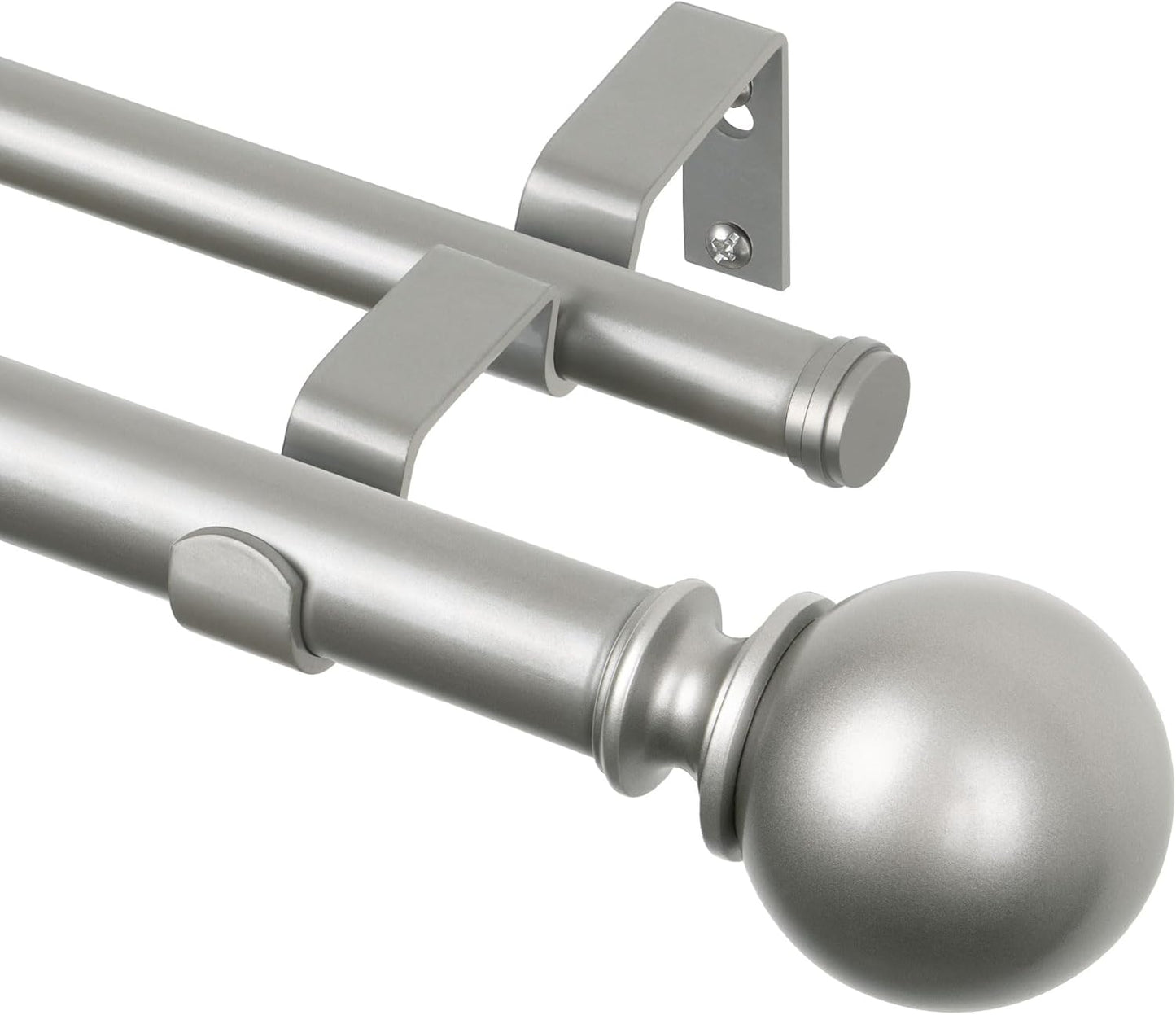 KAMANINA 1 Inch Double Curtain Rods for Windows 72 to 144 Inches