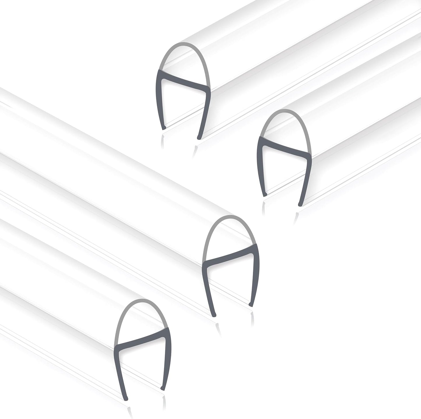 Frameless Shower Door Seal Strip 4 Pack for 3/8 Inch Glass