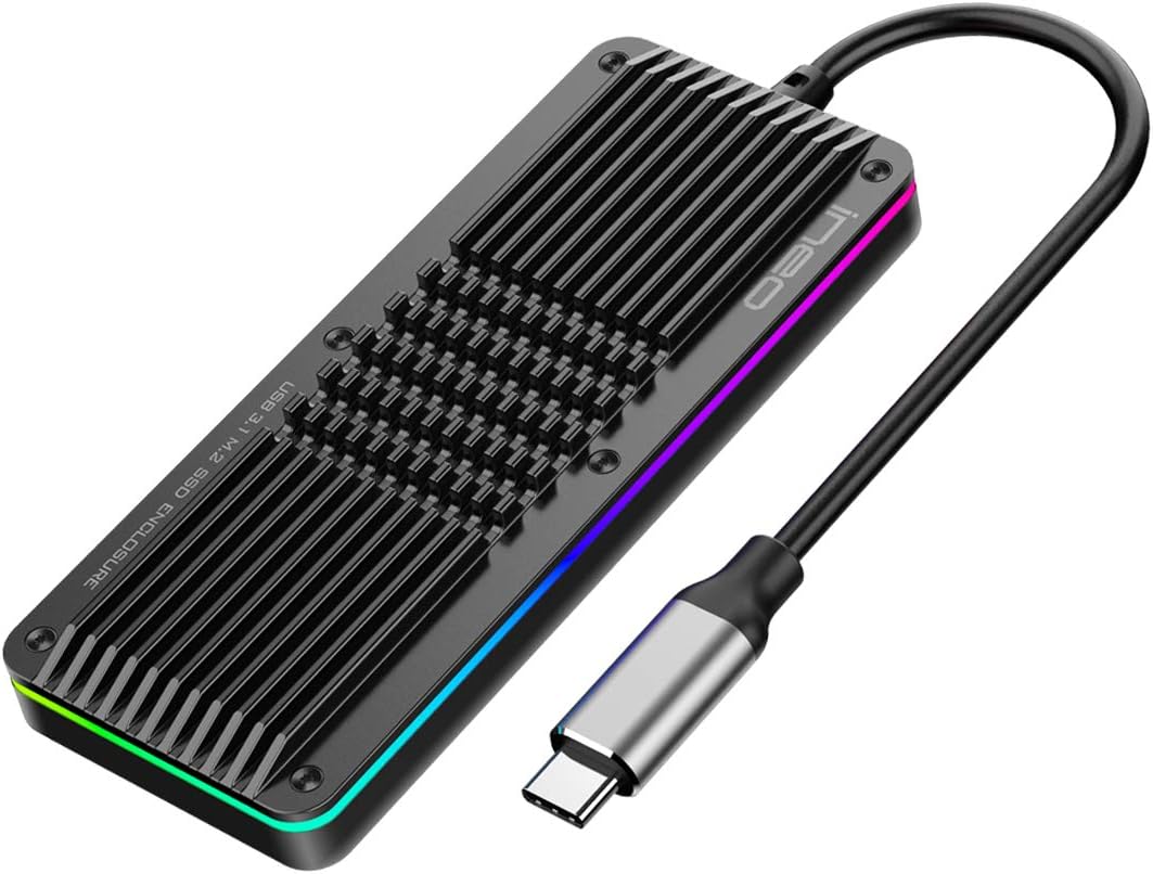 ineo M.2 NVMe USB 3.2 Gen 2 Type-C Waterproof RGB Enclosure