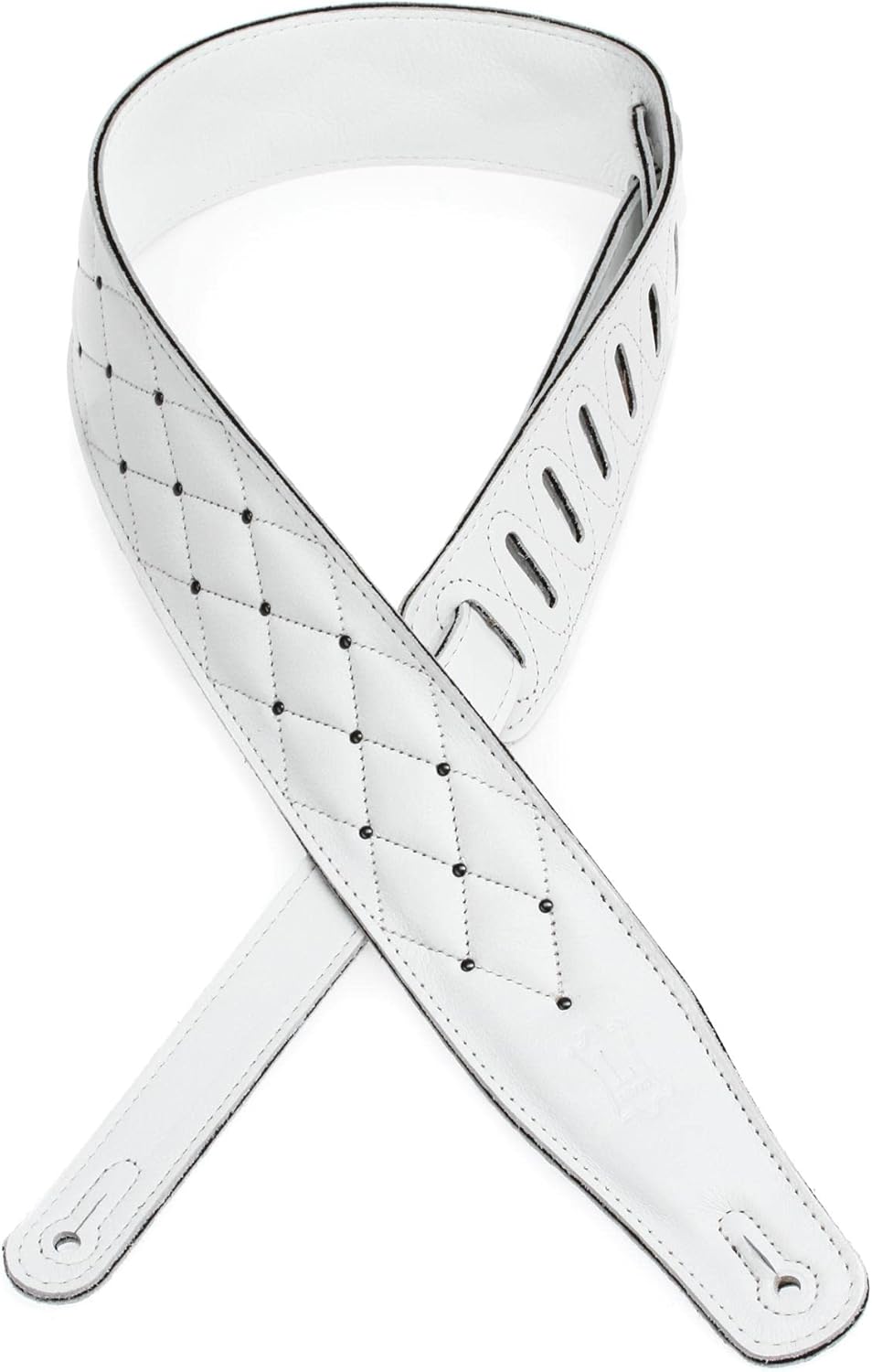 Levy's 2.5 Tufted Leather Guitar Strap - White/Silver
