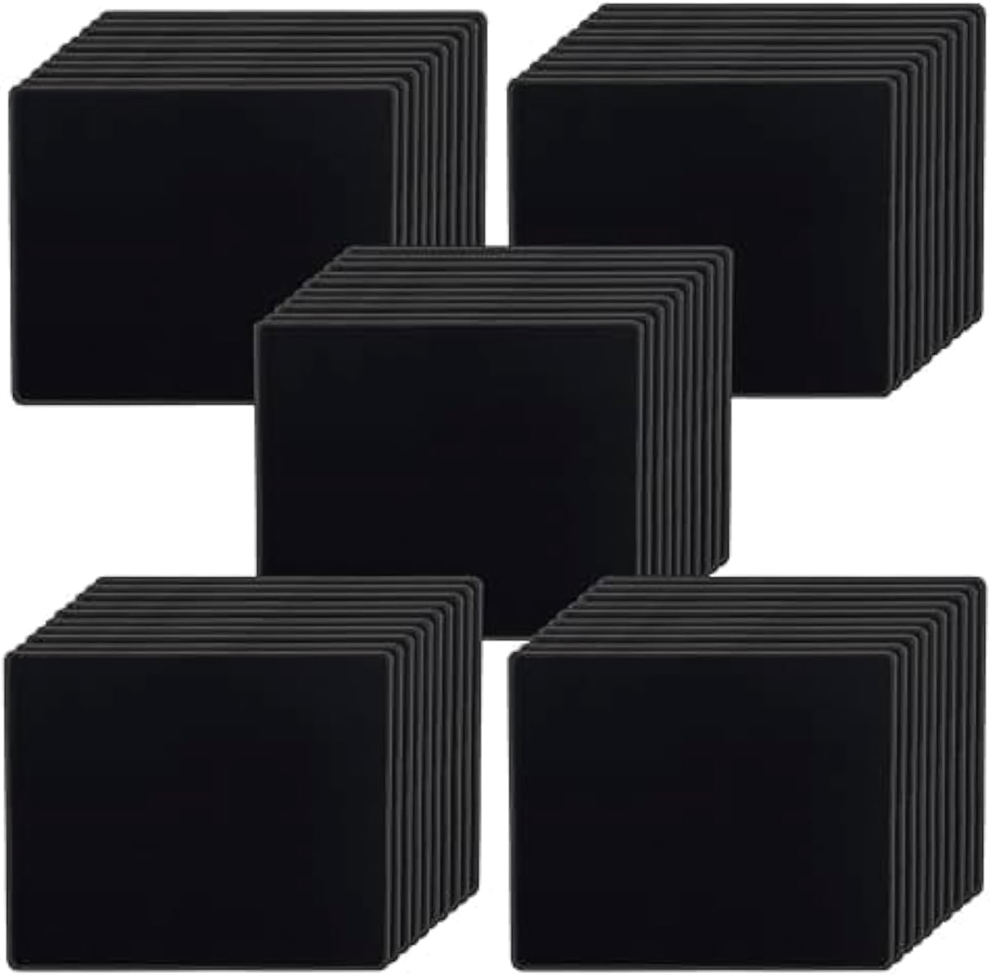 50 Pack Black Mouse Pad Set - Non-Slip Base, Stitched Edges