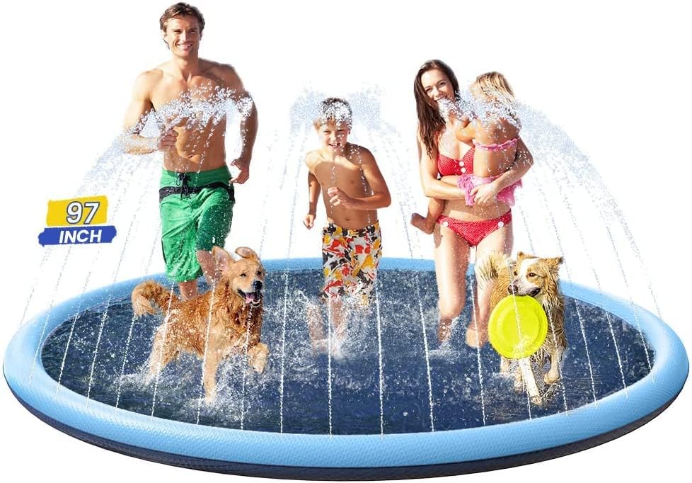 97in Dog Splash Pad Non-Slip Extra Large for Summer Fun