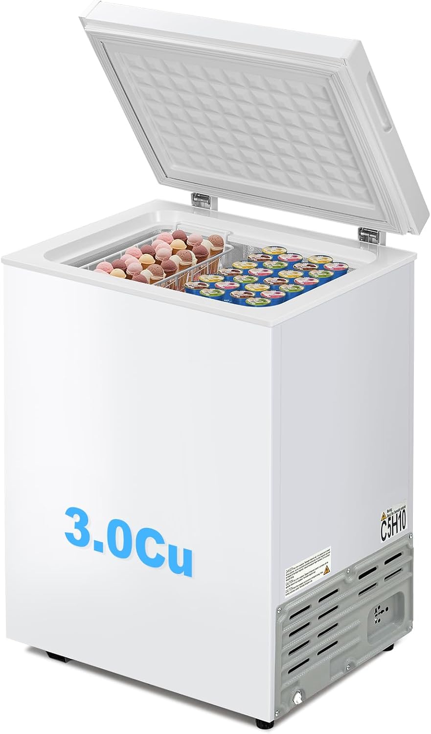 3.0 Cu.Ft Chest Freezer - Compact Mini Deep Freezer with 7 Settings