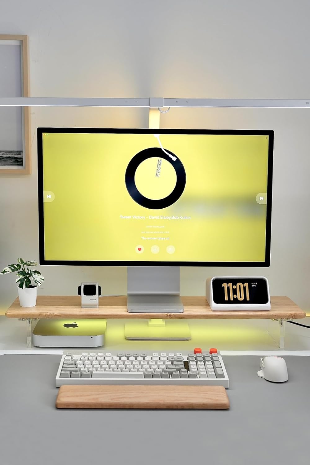 Bamboo Monitor Stand Riser with RGB Lights for Desk Setup