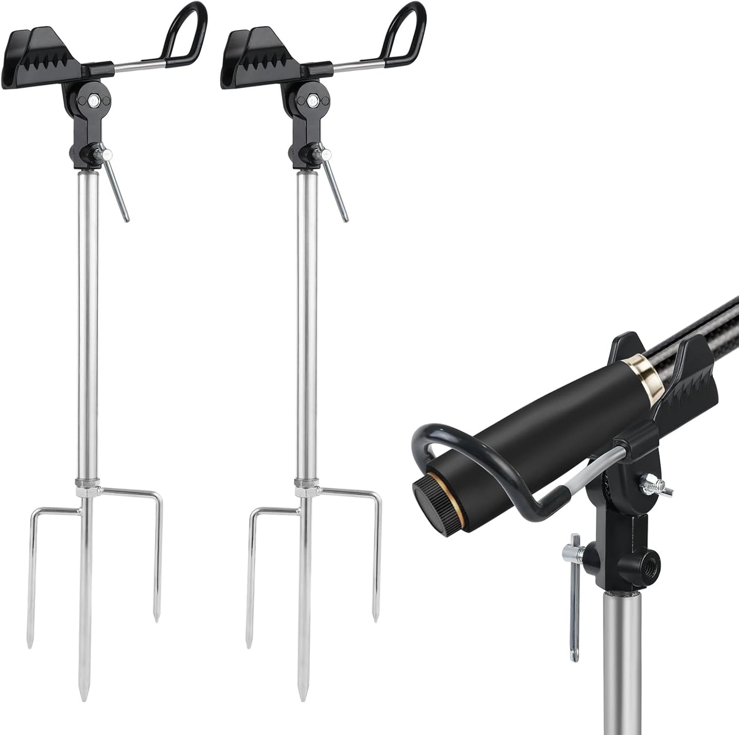 Stedan Stainless Steel Fishing Rod Holders - Easy Carry, Adjustable Stand