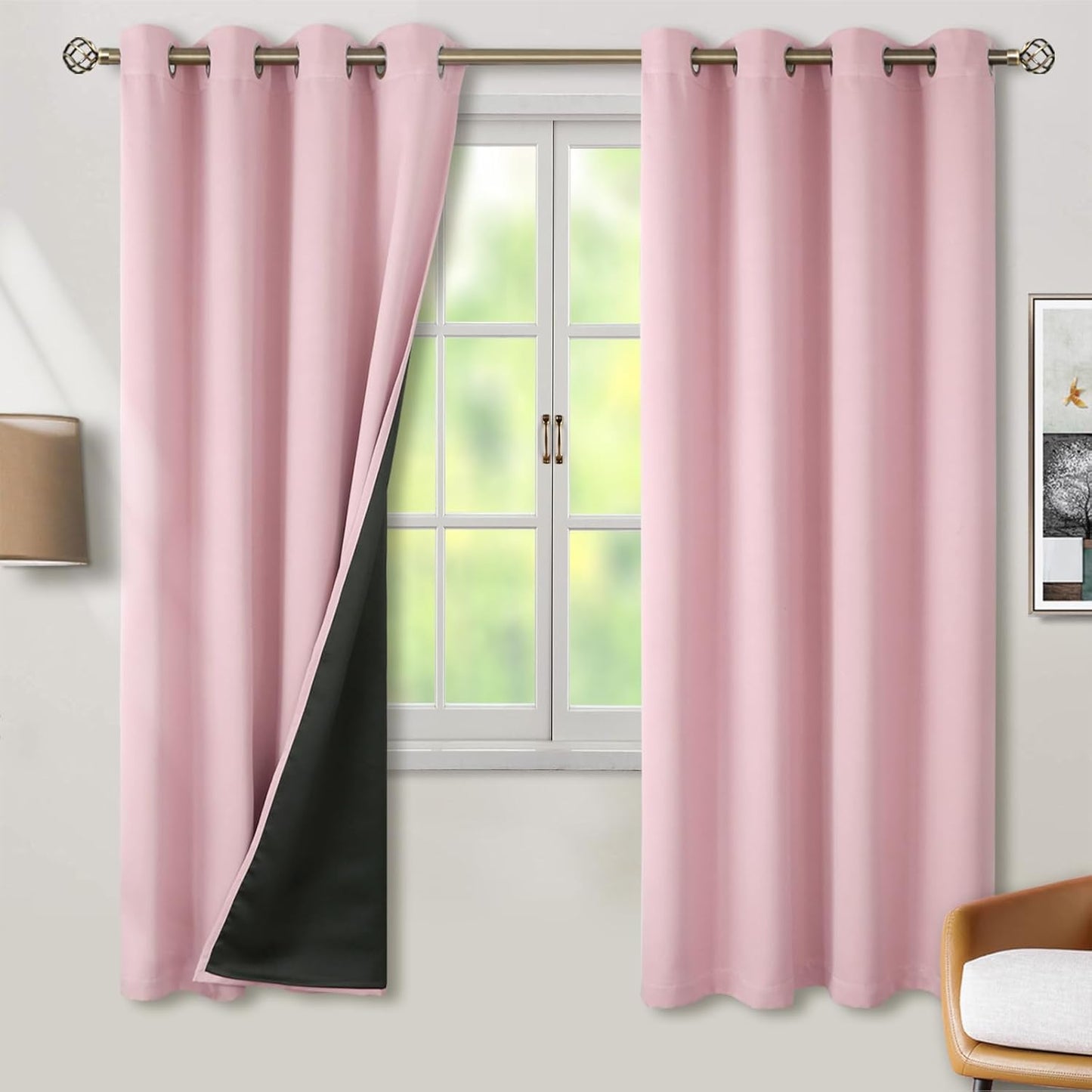 BGment Baby Pink Blackout Curtains for Nursery Bedroom 72 Inch