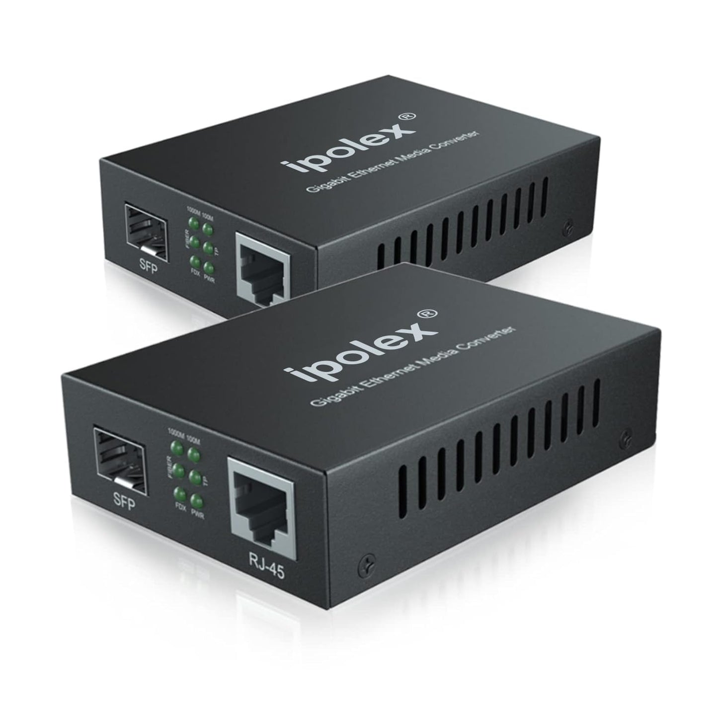 ipolex 2 Pack Gigabit SFP to RJ45 Fiber to Ethernet Converter