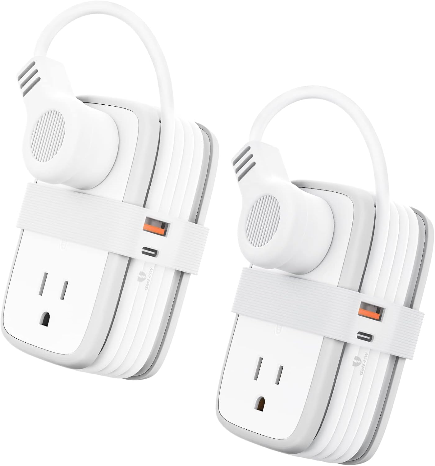 USB C Power Strip 2 Pack with 4 Outlets and 45W Charging