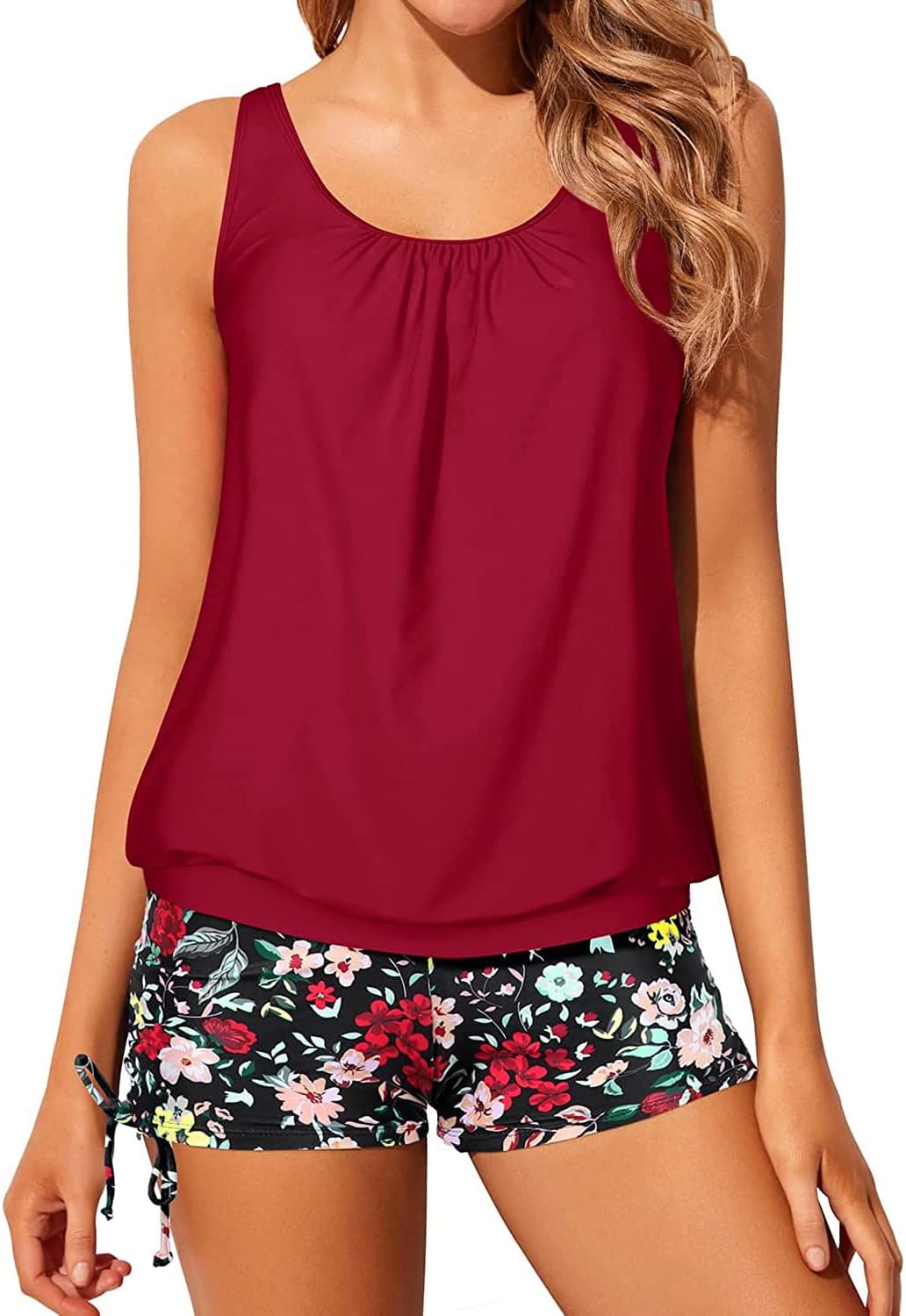 Yonique Blouson Tankini Swimsuits for Women with Boyshorts