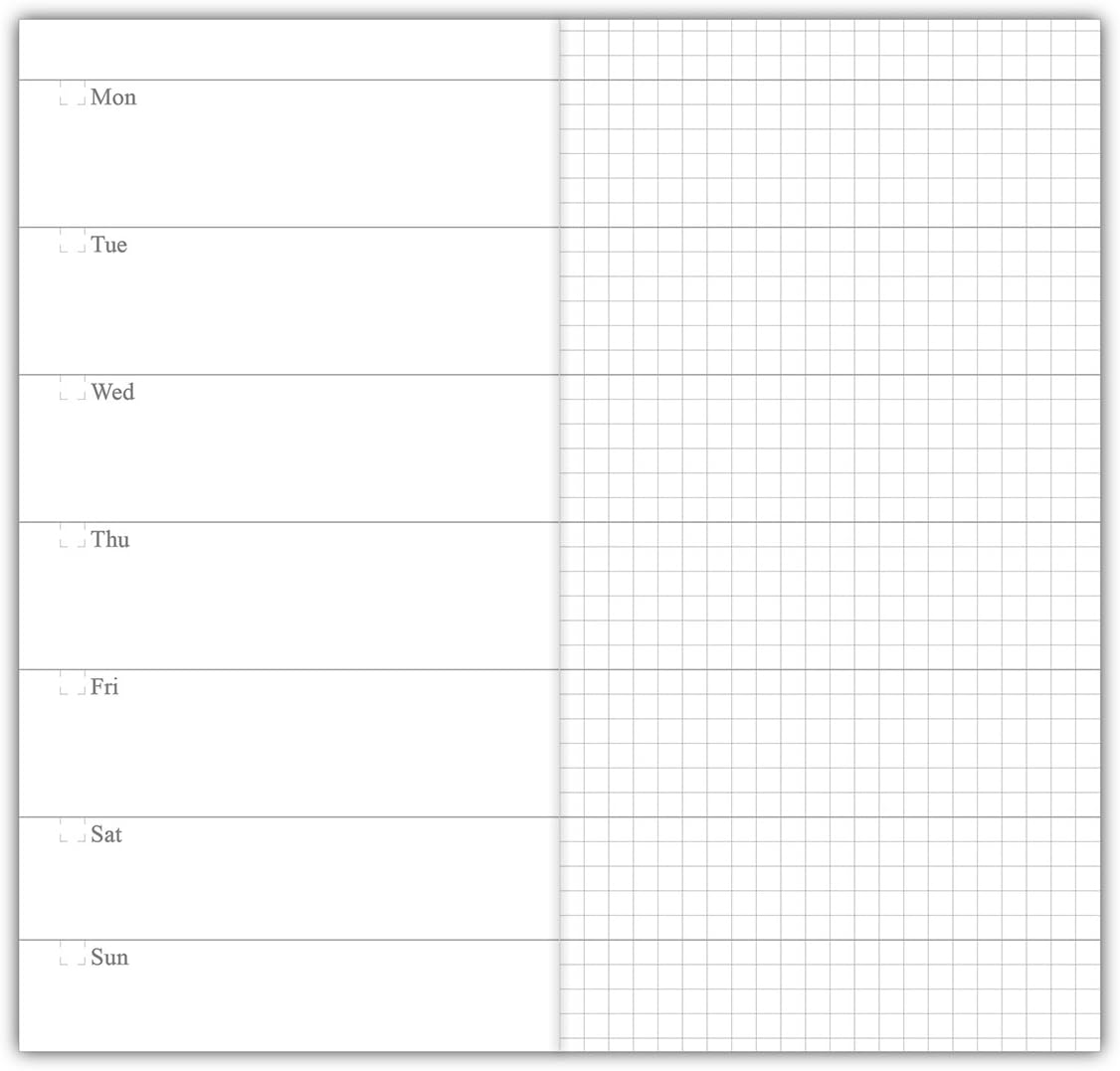 Set of 3 Weekly Refills, 192 Pages - Standard Size Travelers Notebook