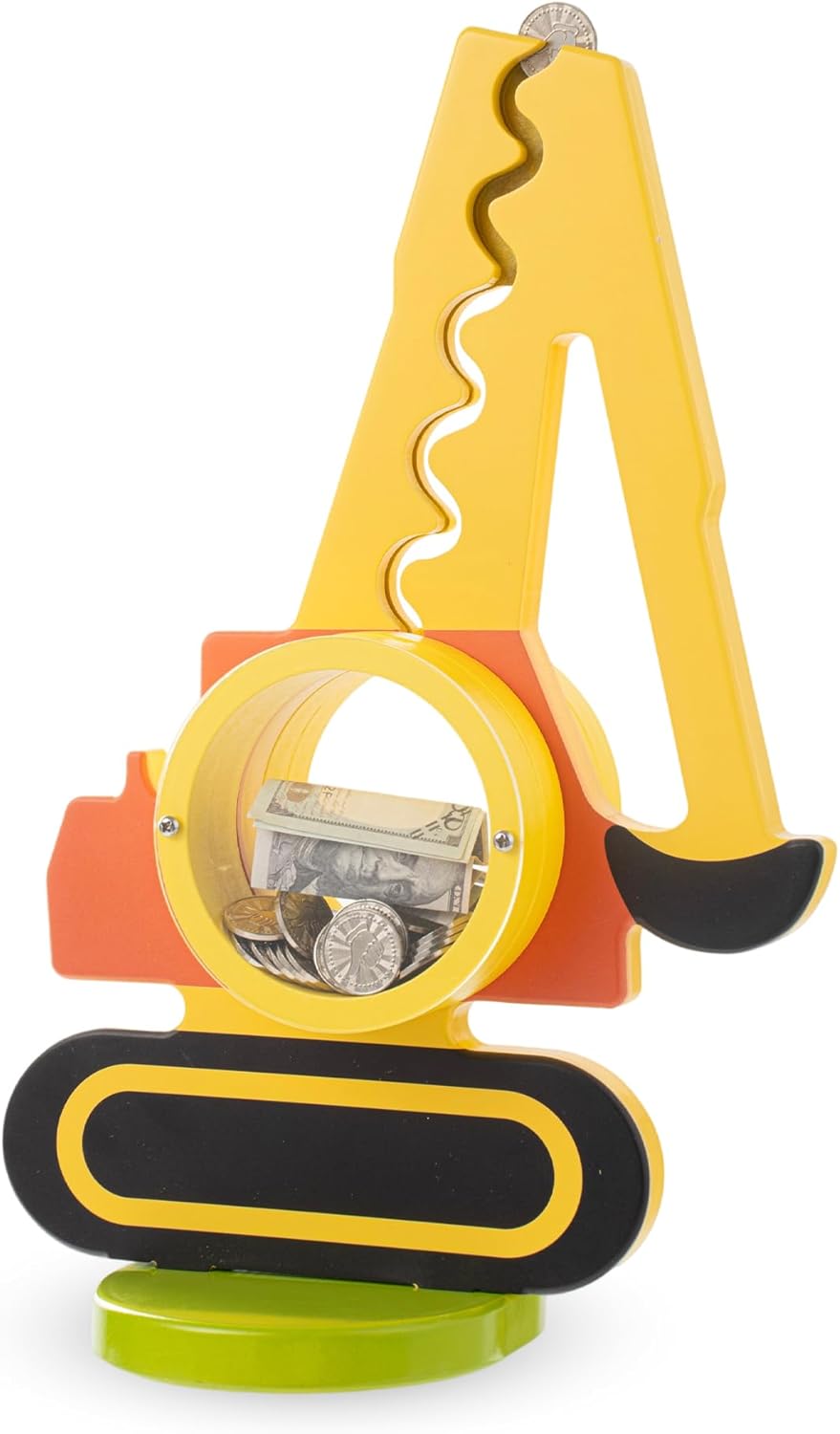 Wooden Excavator Piggy Bank for Kids - Fun Coin Savings Toy