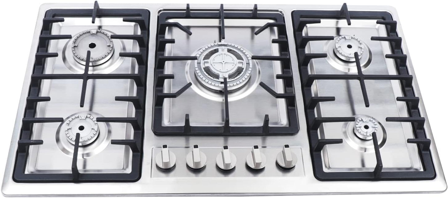 Powerful 5 Burner Gas Cooktop for Home and Restaurant Use