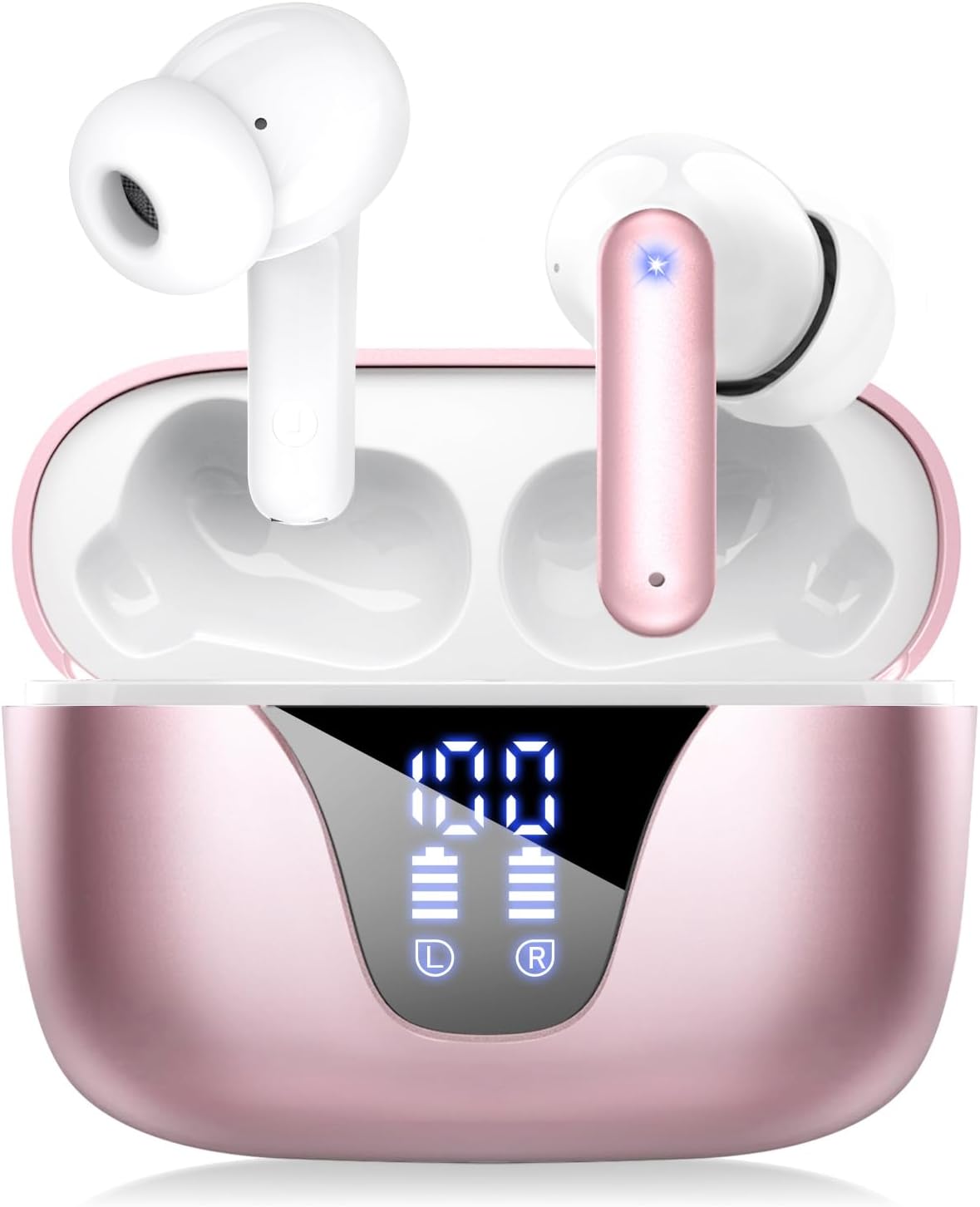 50hr Deep Bass Wireless Earbuds - Pink