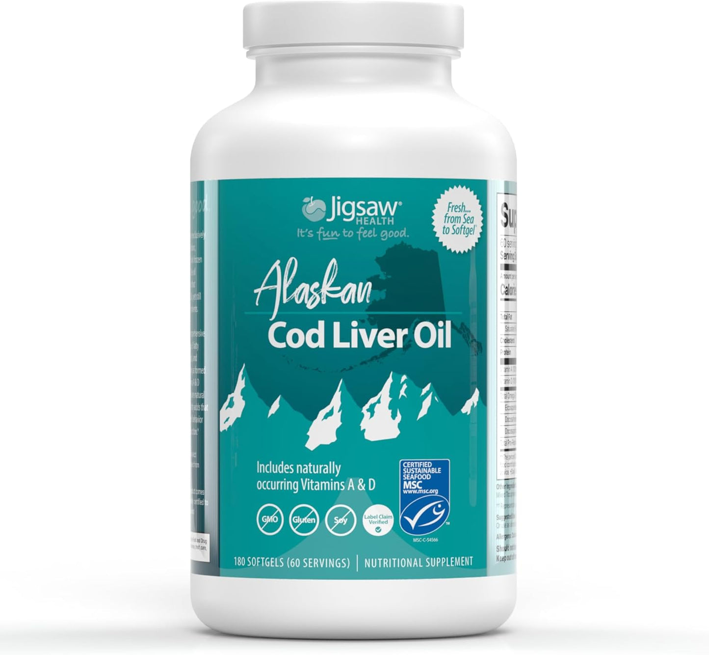 Jigsaw Alaskan Cod Liver Oil: 900 mg Omega-3s for Health