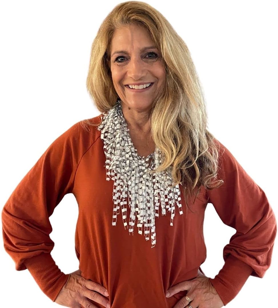 Lightweight Scarf Necklaces for Women - Blue Fringe Fashion