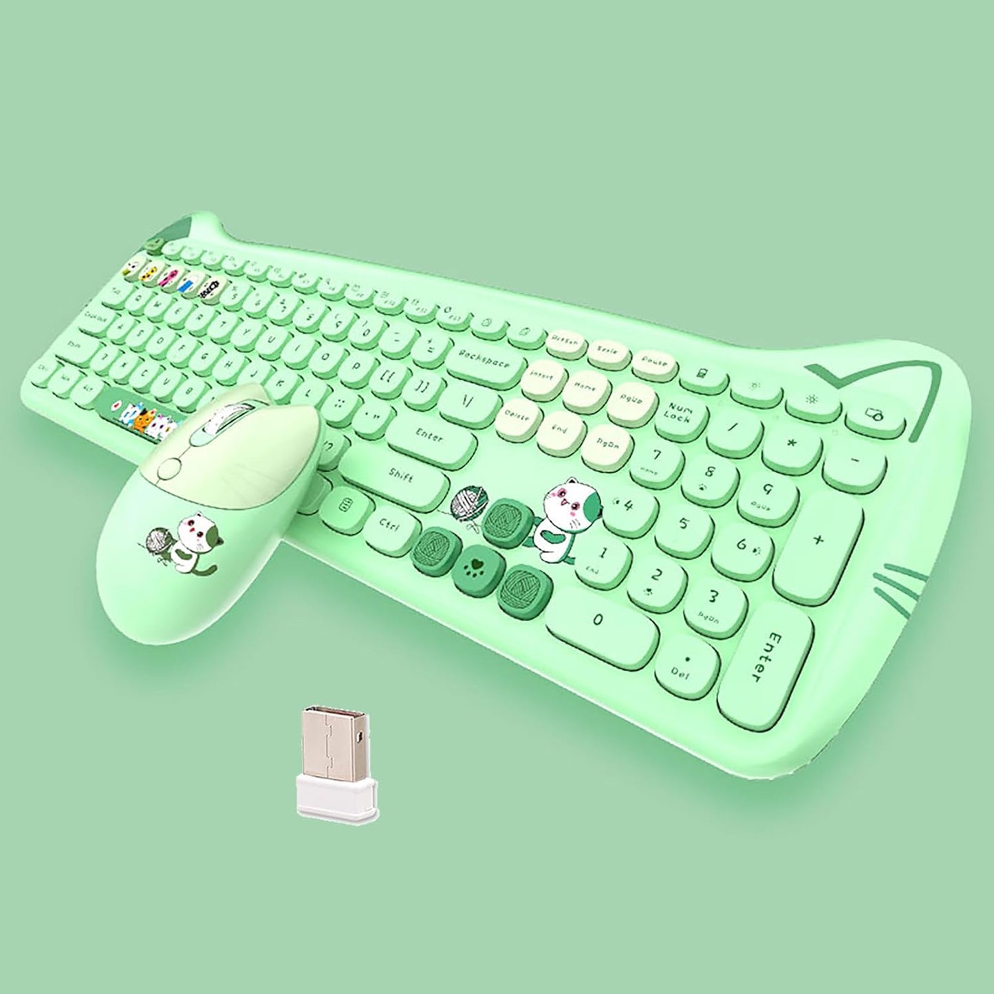 Cute Cat 2.4G USB Wireless Keyboard and Mouse Combo