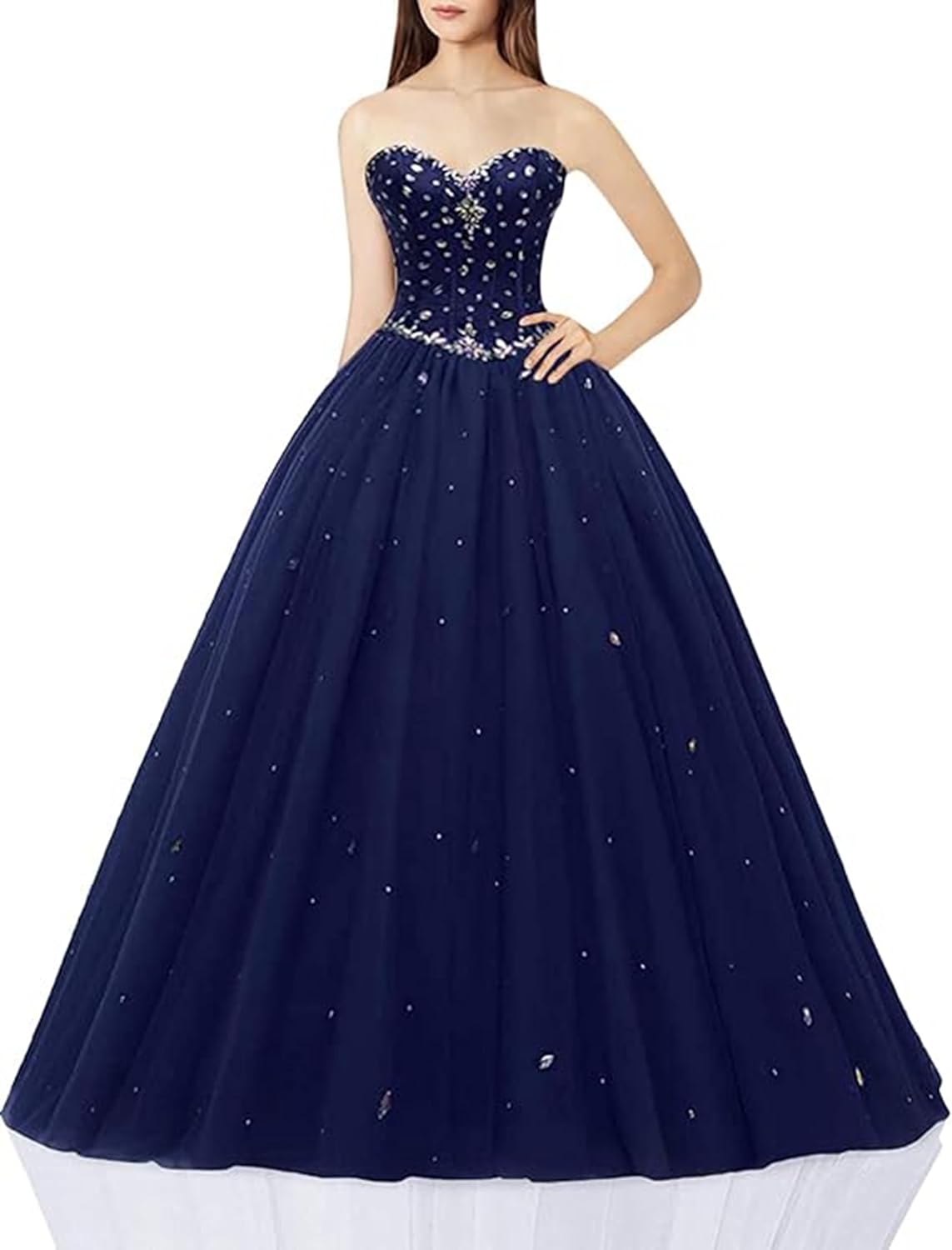 Women's Sweetheart Ball Gown Tulle Quinceanera Dress for Prom