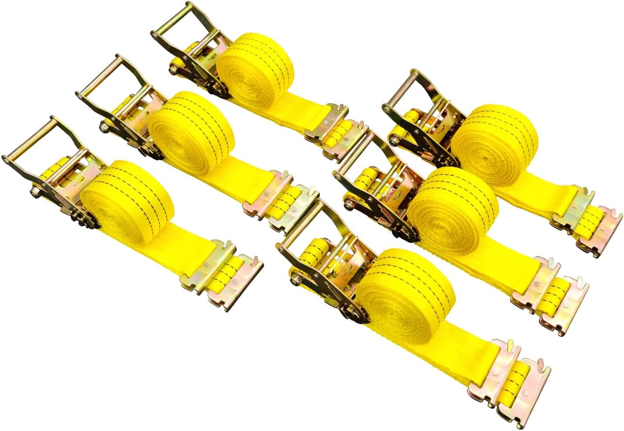6 Pack E-Track Ratchet Straps for Heavy Duty Tie Down Needs