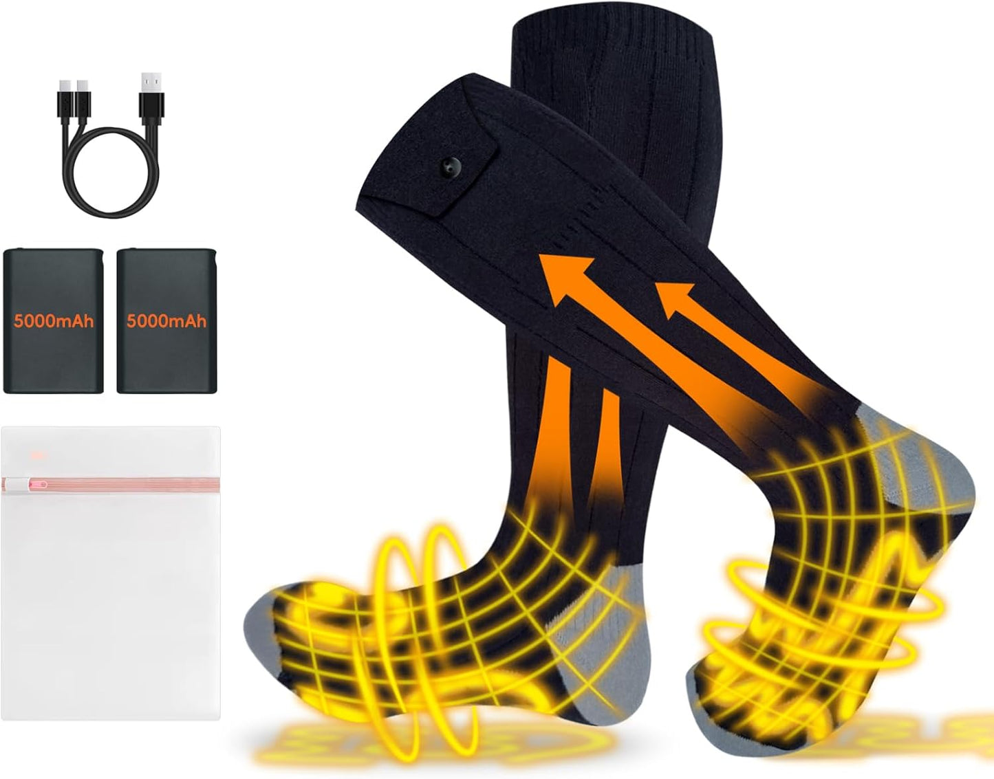Heated Socks for Winter Warmth - Rechargeable & Washable Comfort