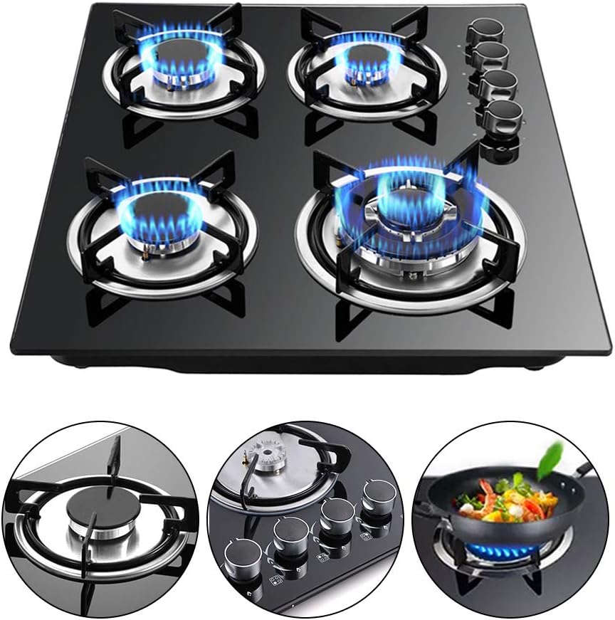 4 Burners Gas Cooktop Stove with LPG/NG Conversion Kit