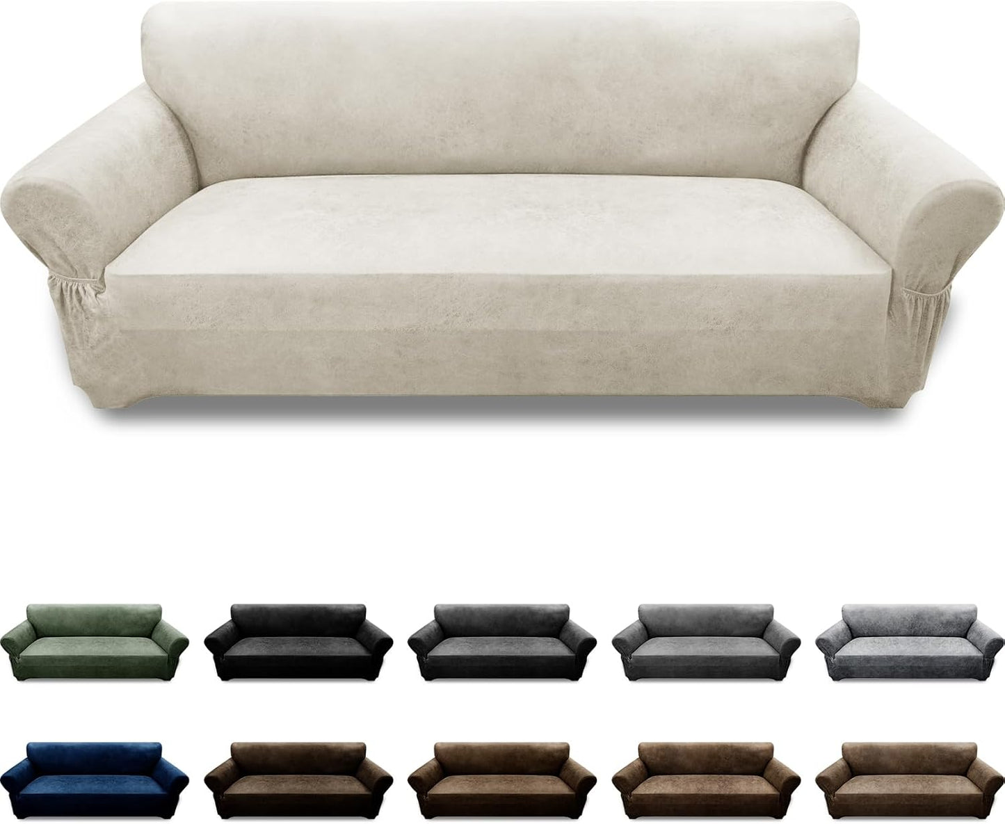 Couch Cover Leather Look 3 Seater Sofa Protector with Pockets