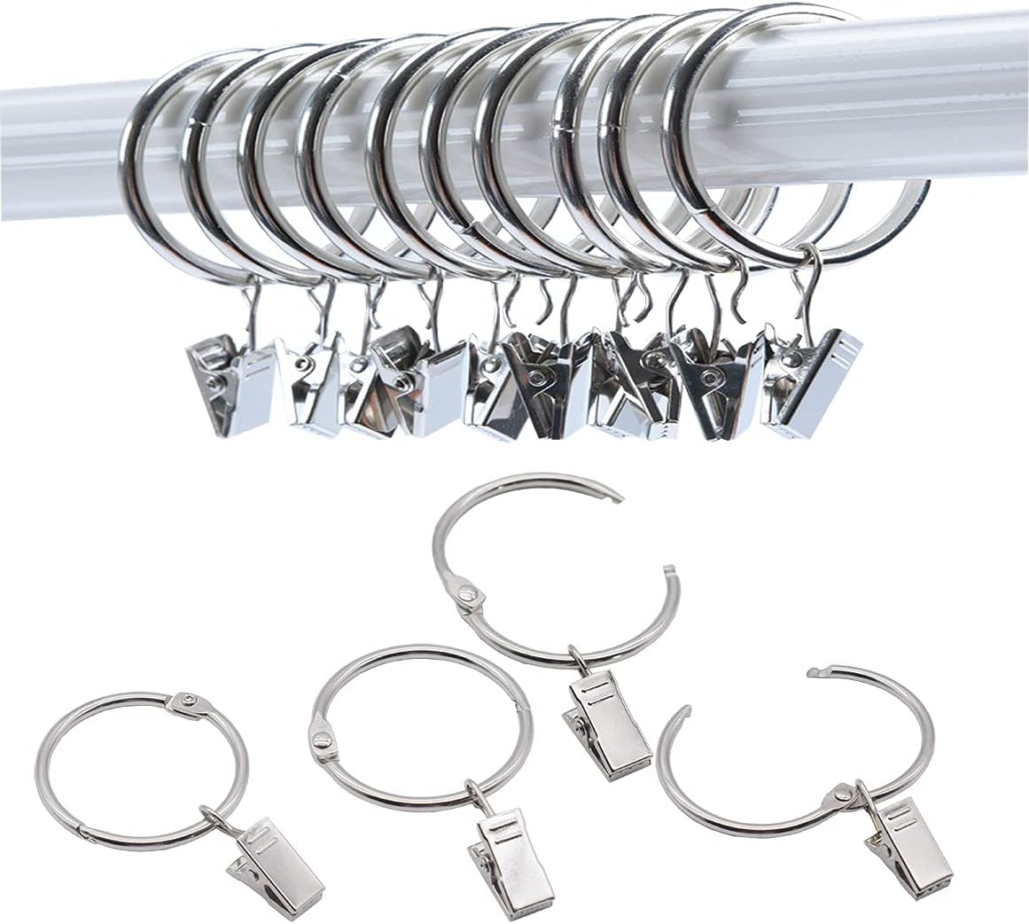 Set of 40 Openable Metal Curtain Rings - Easy Drapery Hanging