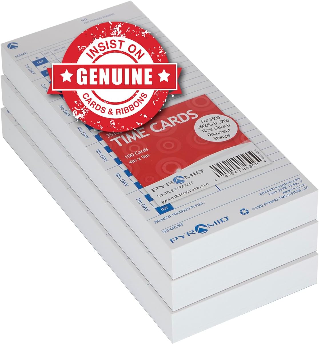 Pyramid Time Systems 30% Recycled Time Cards for Time Clocks