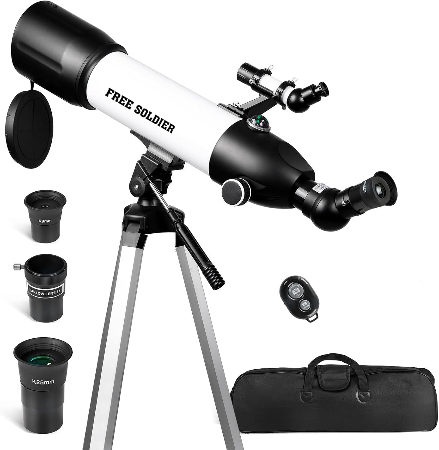 FREE SOLDIER 80mm Aperture Refractor Telescope for Stargazing