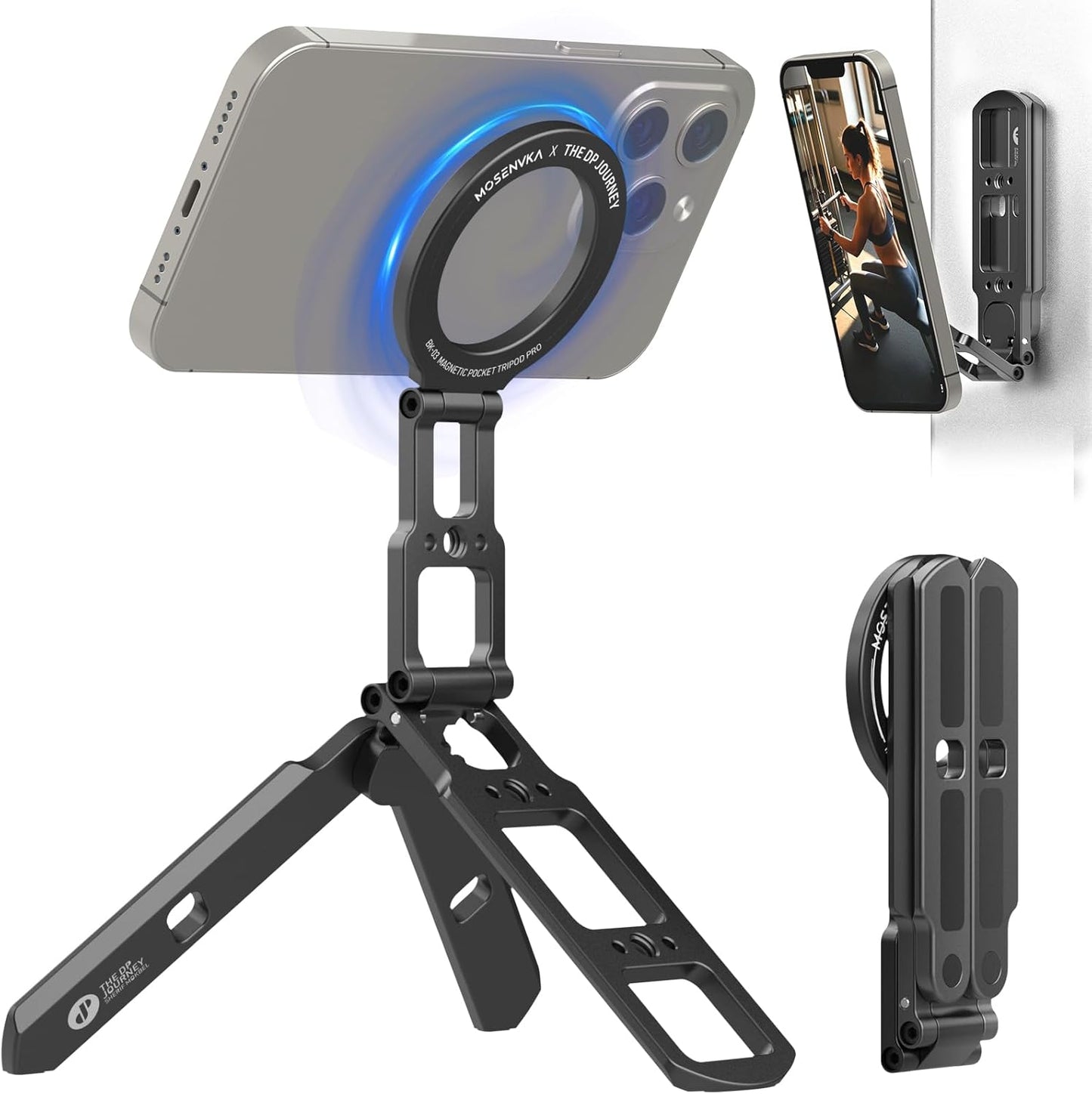 Dual Magnetic Phone Tripod for iPhone and iPad - Compact Stand