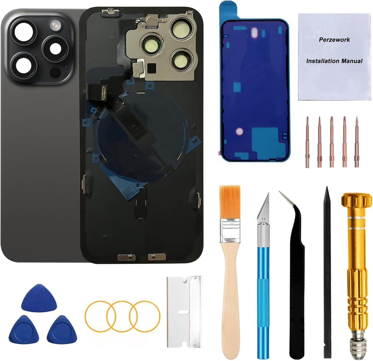 Rear Back Glass Replacement for iPhone 15 Pro with Tools