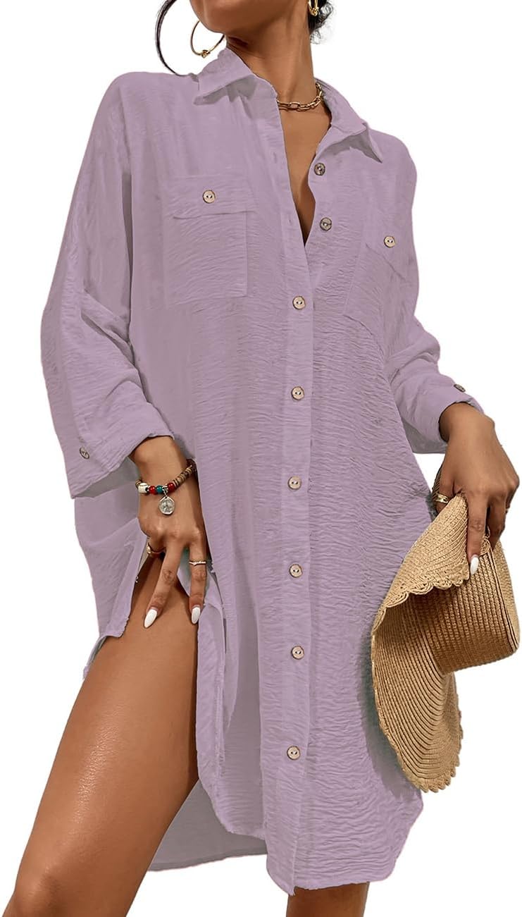 Bsubseach Womens Modern Swimsuit Cover Up Blouse for Beach