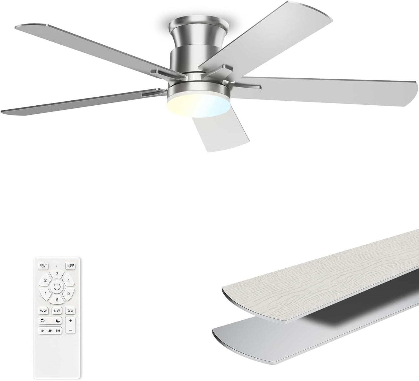 52 Inch Ceiling Fan with Lights, Remote Control & Dimmable Options