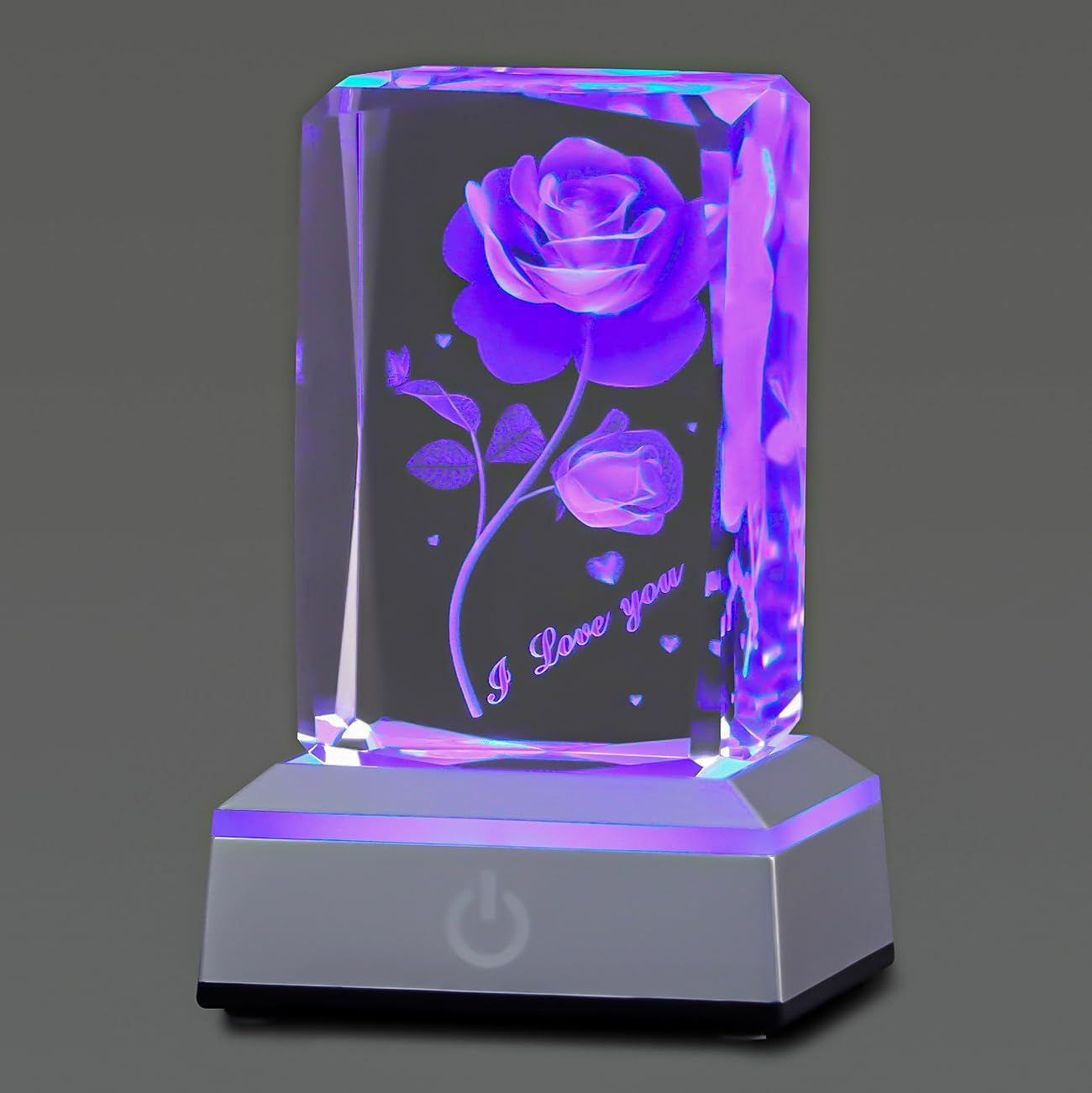 3D ButterflyRose Crystal Multicolor Nightlight for Her Gift